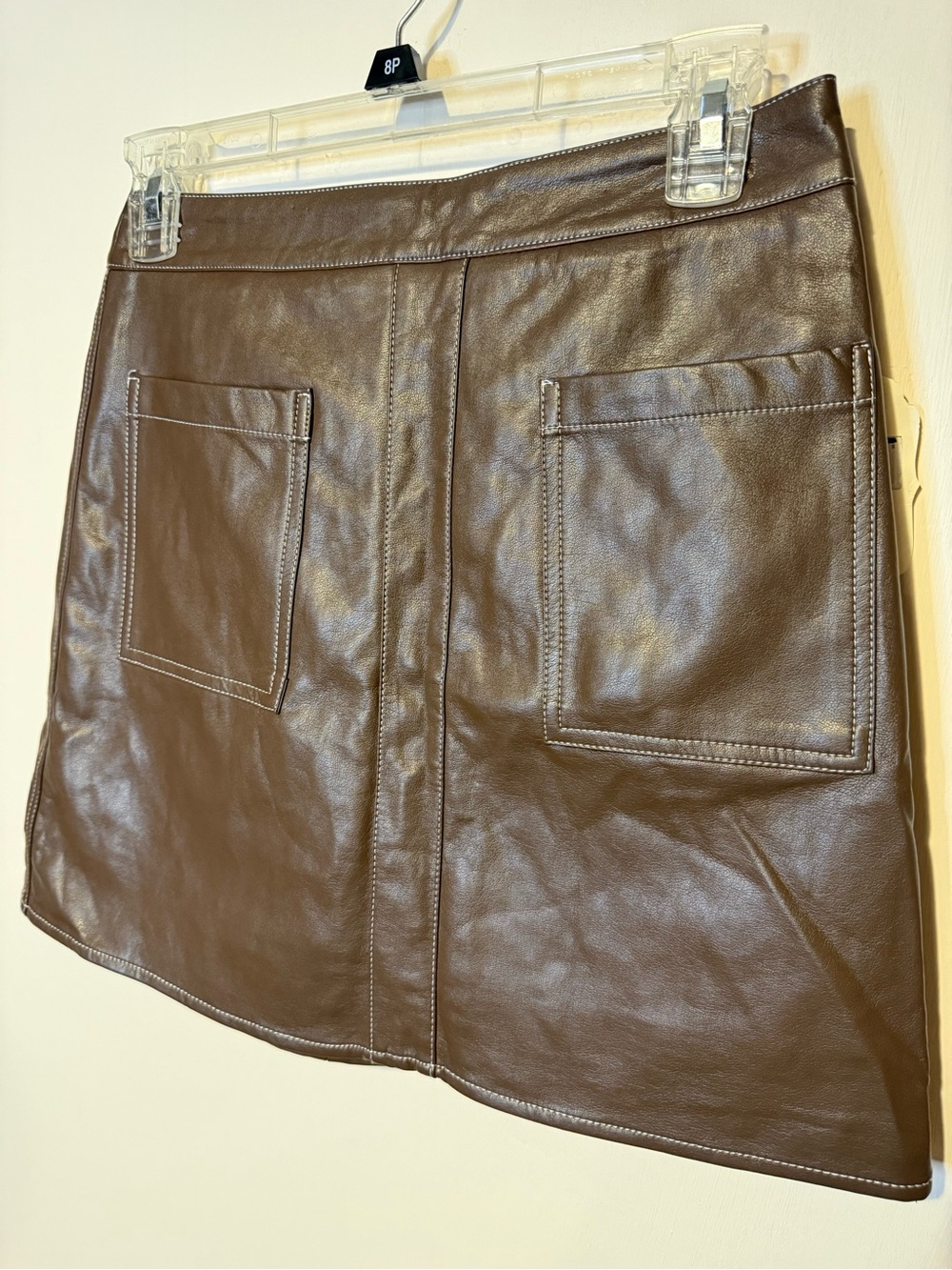 NEW Altar'd State Brown Camel Faux Leather Mini Skirt Sz Small Festival Date - Picture 2 of 8
